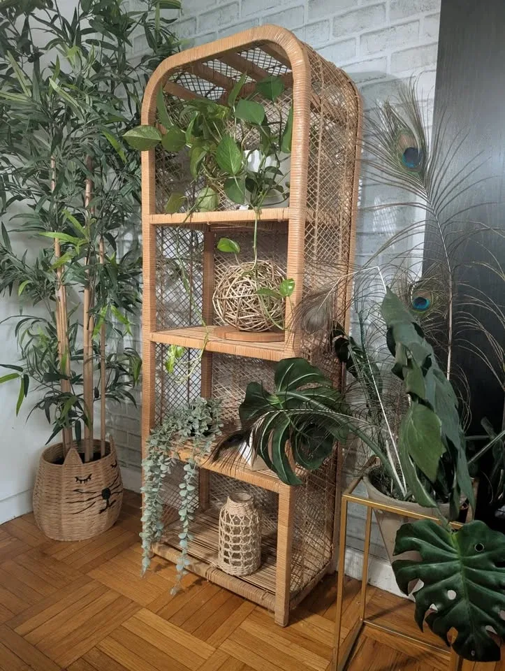 Rattan Wicker Arched Bookshelf