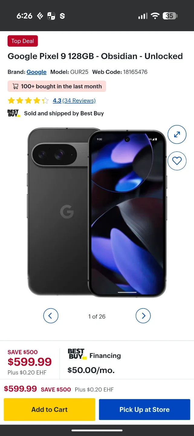 Google Pixel 9 128GB - Obsidian - Unlocked