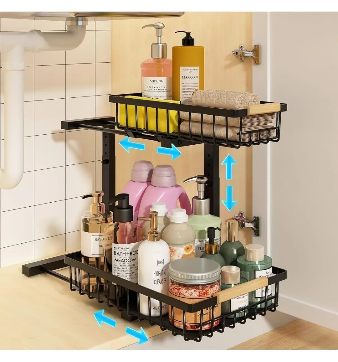 Under Sink Organizer with Double Sliding Drawer - New!