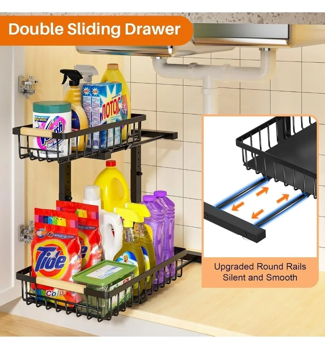 Under Sink Organizer with Double Sliding Drawer - New! image indicator(2)