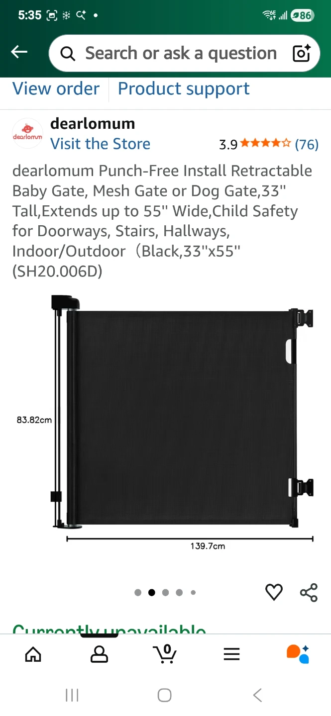 dearlomum Retractable Baby Gate, 33" Tall, Black - photo 2