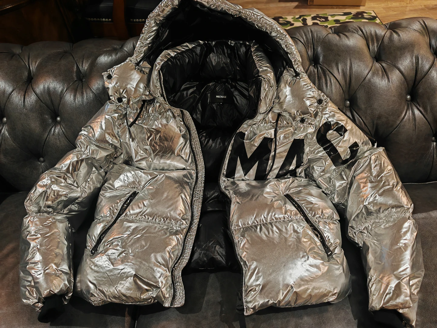 Mackage Kent ZM Metallic Silver Jacket Men Size 44 XL - photo 2
