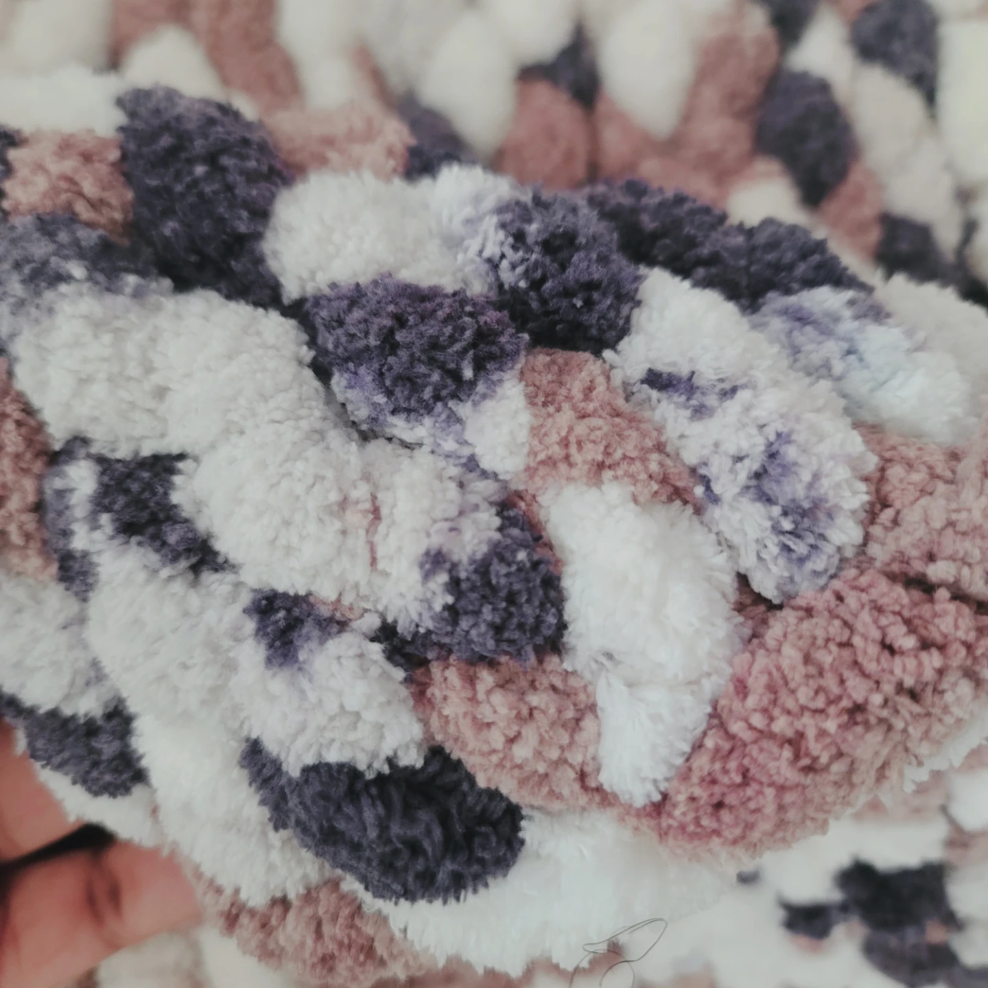 Handmade Multicolor Chunky Crochet Blanket 50" × 60" - photo 2