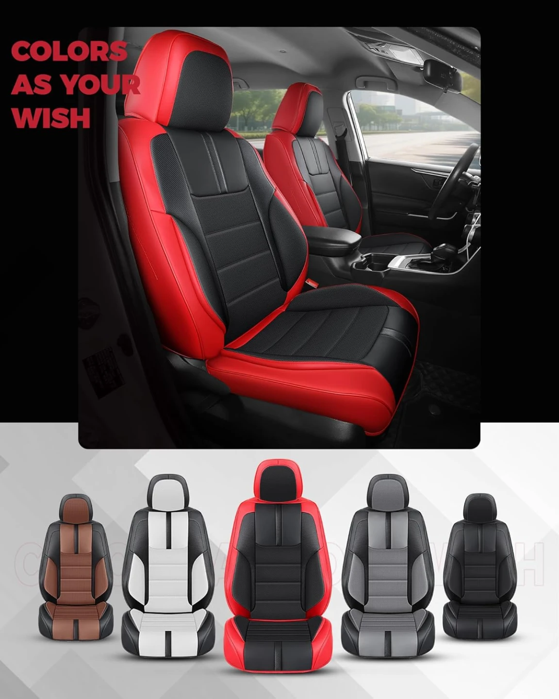 Red Black Front Car Seat Covers for Trucks SUVs and Sedans BNIB - photo 3