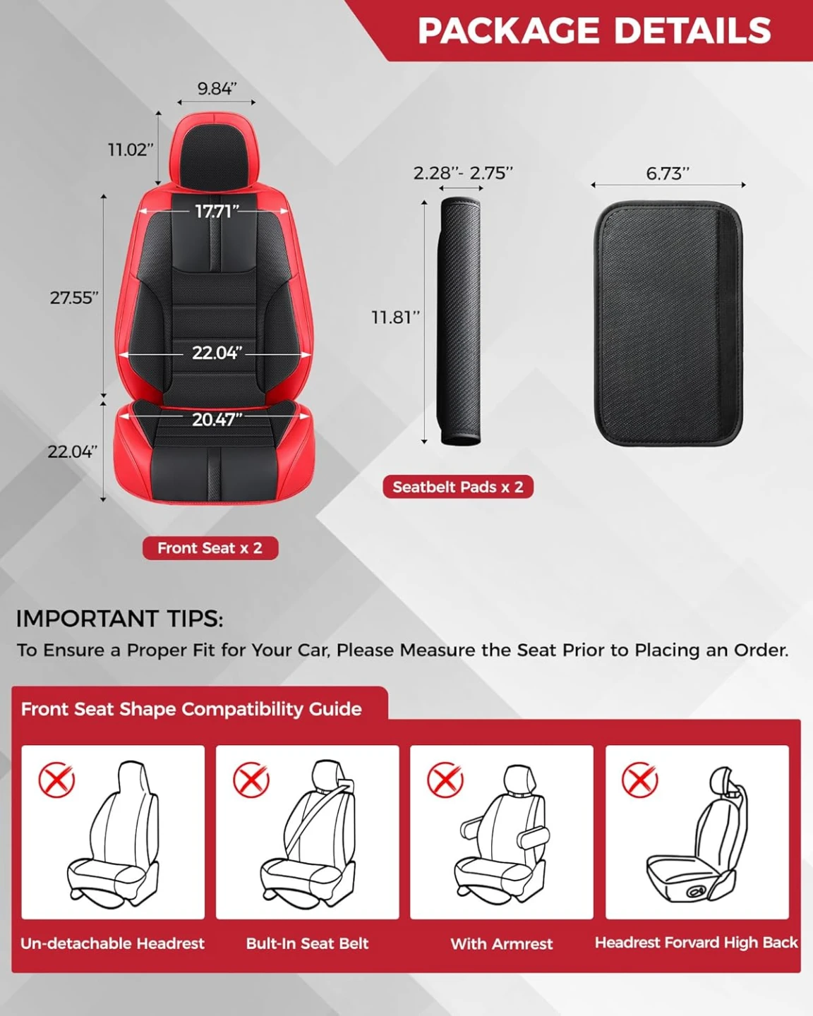 Red Black Front Car Seat Covers for Trucks SUVs and Sedans BNIB - photo 5