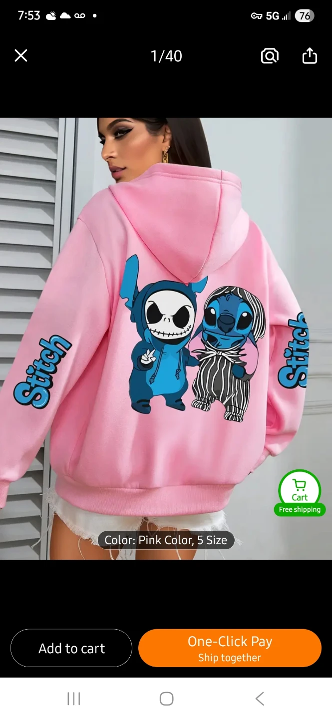 NEW Stitch and Jack Graphic Hoodie (XL Sizes Only) 💙
