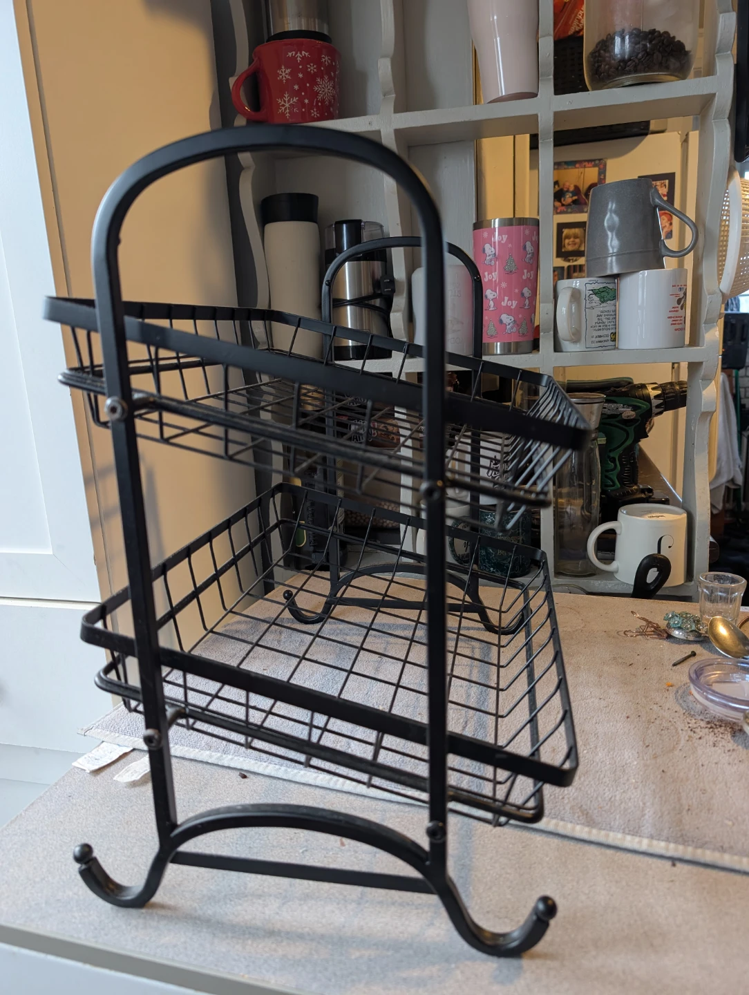 Black Metal 2-Tier Basket Stand - photo 4