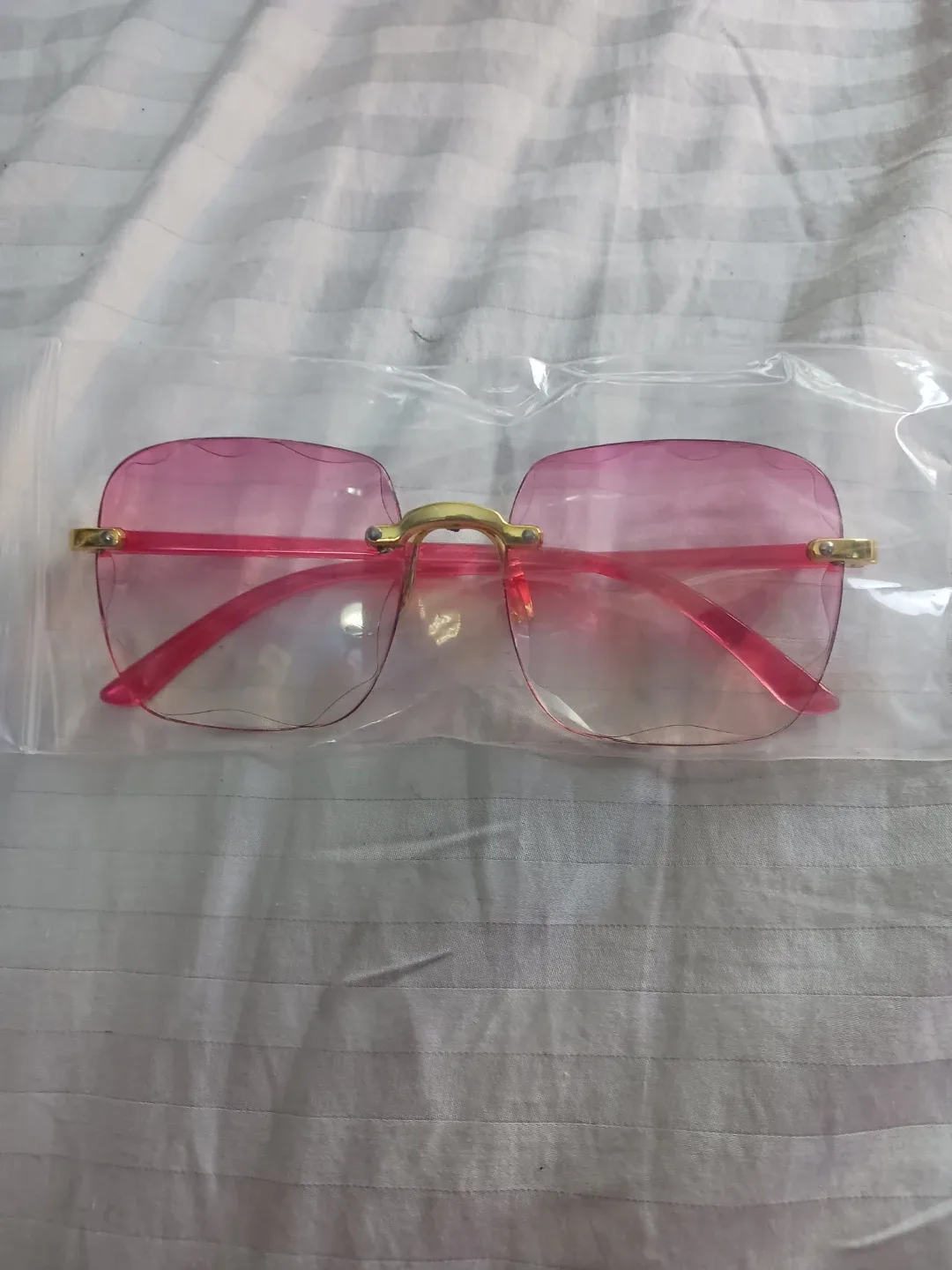 Pink Rimless Sunglasses