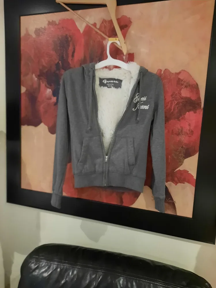 Guess Jeans XS Grey Sherpa Lined Hoodie & BAG image indicator(5)