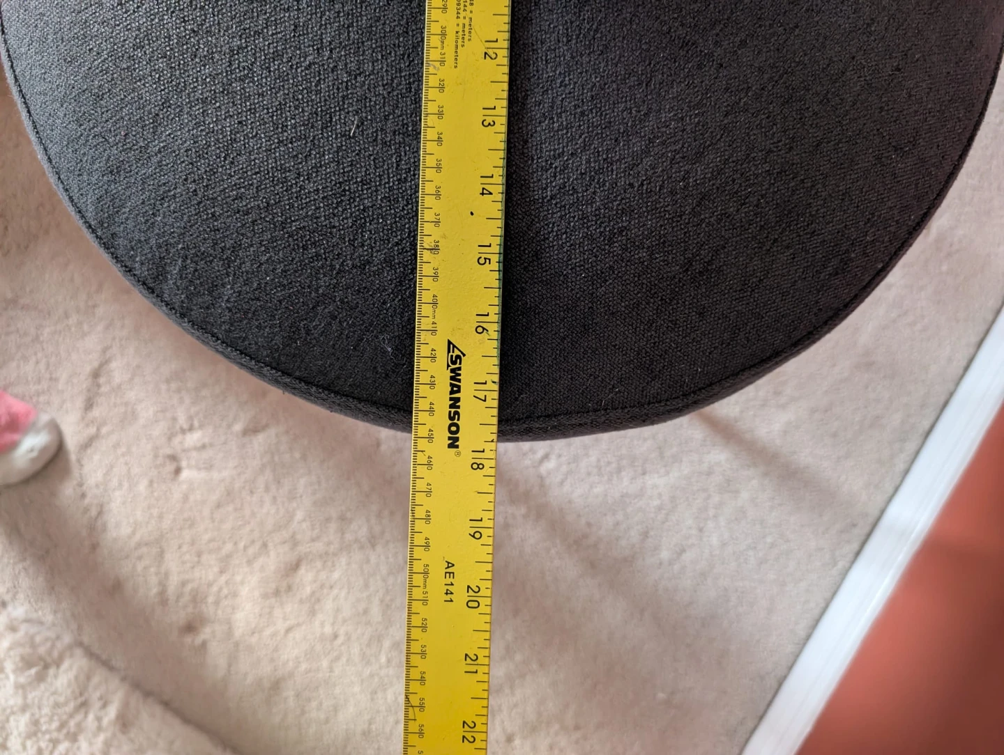Grey Round Ottoman Stool with Gold Legs - photo 4