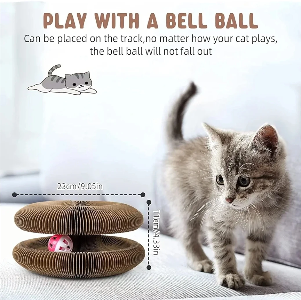 Magic Organ Cat Scratcher Board – Foldable Cat Toy w/ Ball - photo 4
