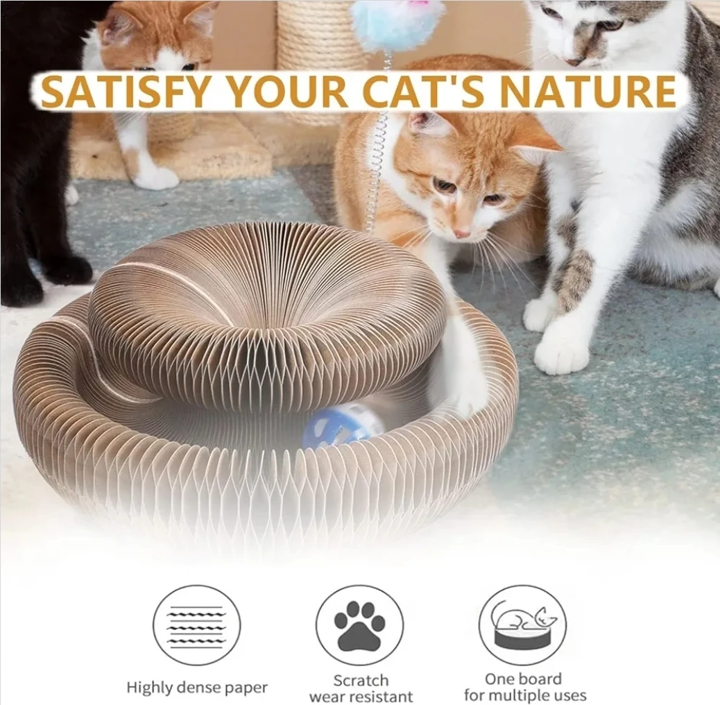 Magic Organ Cat Scratcher Board – Foldable Cat Toy w/ Ball - photo 5