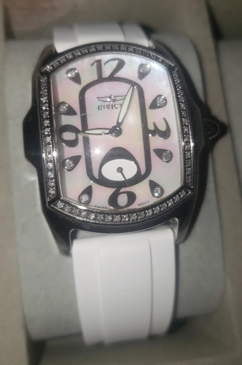 Invicta Watch Steel Mother of Pearl Diamond Dress
