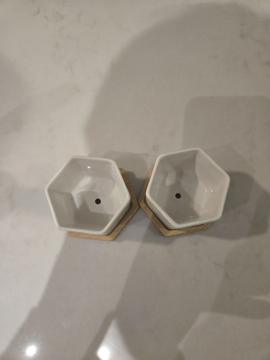Set of 2 Small White Ceramic Planters - photo 2