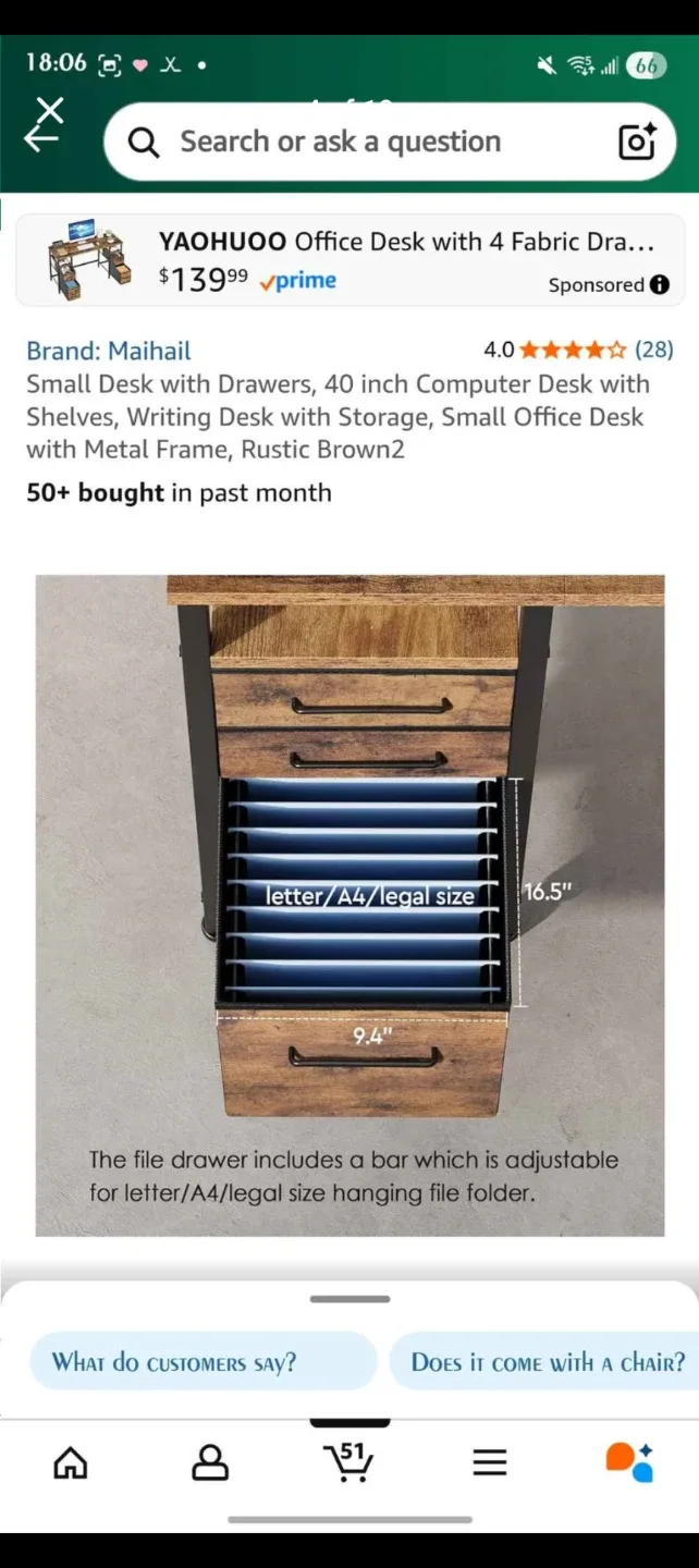 Maihail 40-inch Computer Desk with Drawers - Rustic Brown image indicator(4)