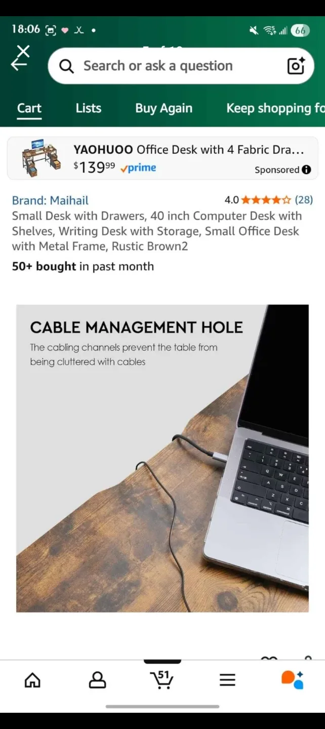 Maihail 40-inch Computer Desk with Drawers - Rustic Brown image indicator(5)