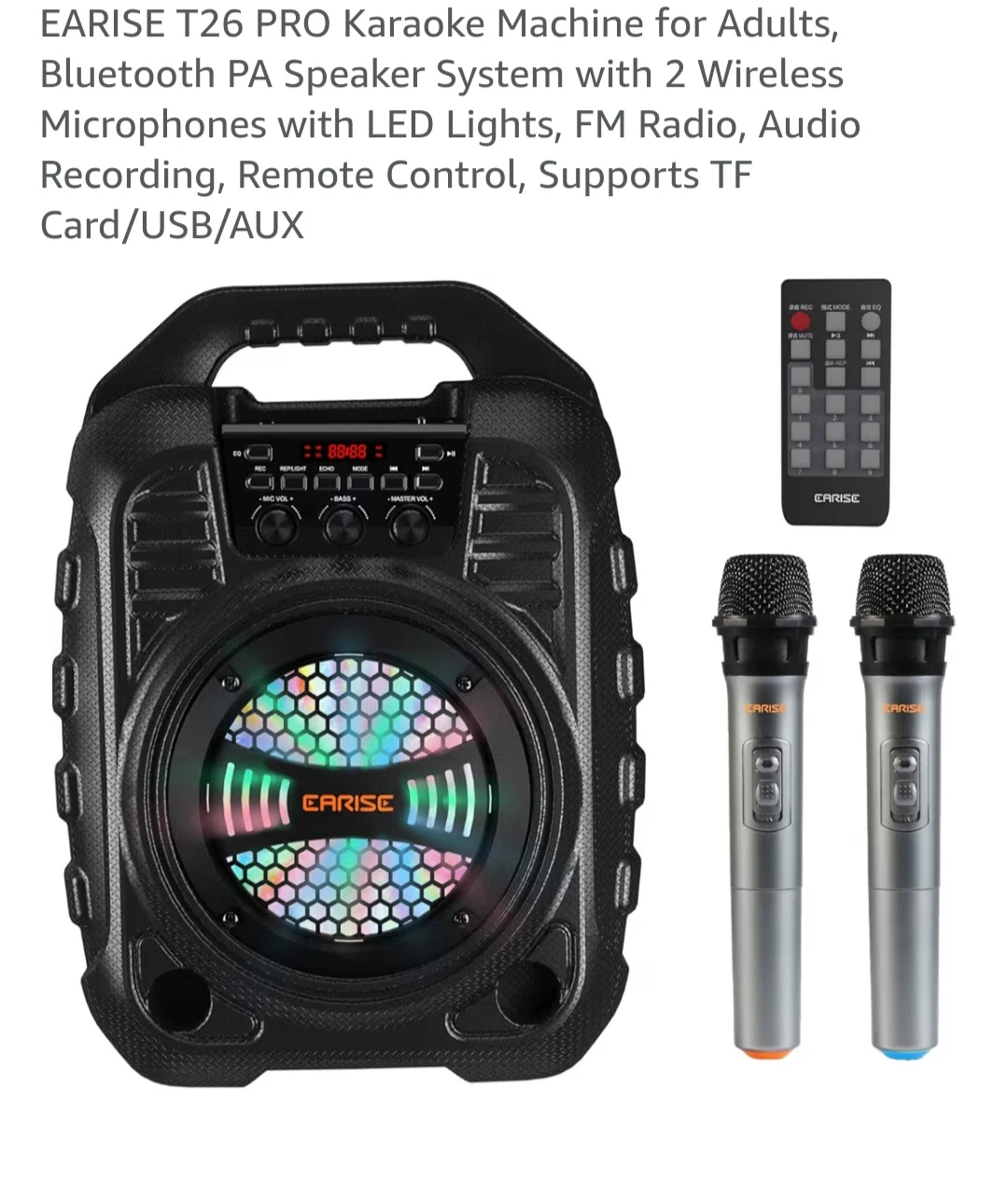 EARISE T26 PRO Karaoke Machine w/ 2 Mics