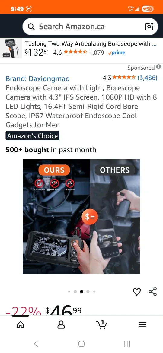 Daxiongmao Endoscope Camera w/ Light, 4.3" IPS Screen image indicator(3)