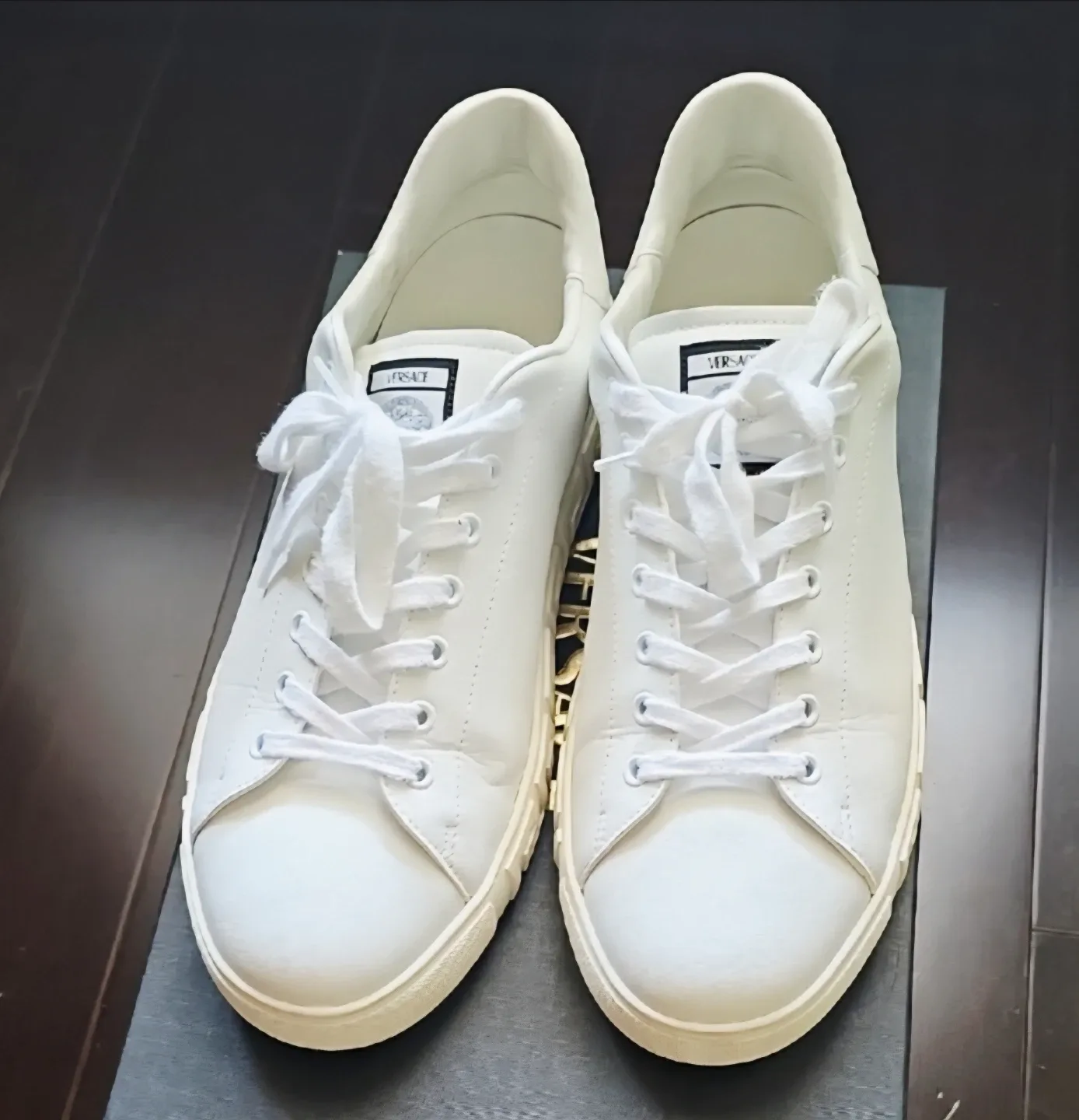 Versace White Leather Sneakers with Box image indicator(2)