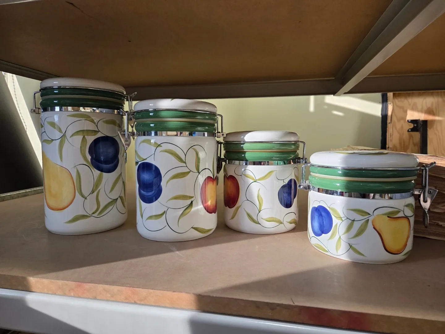 Vintage Ceramic Canister Set with Fruit Design