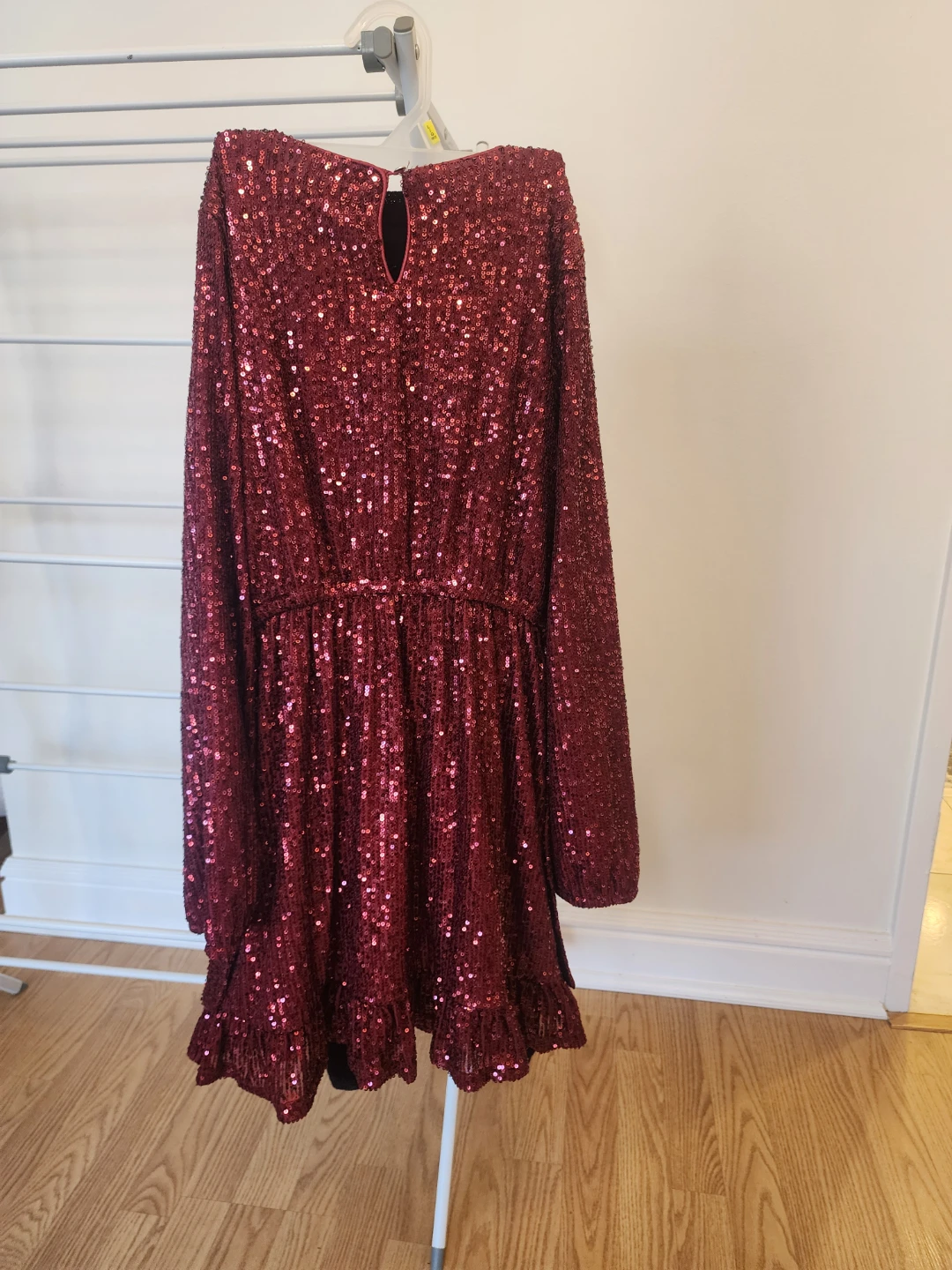 Burgundy Sequin Long Sleeve Dress - photo 2