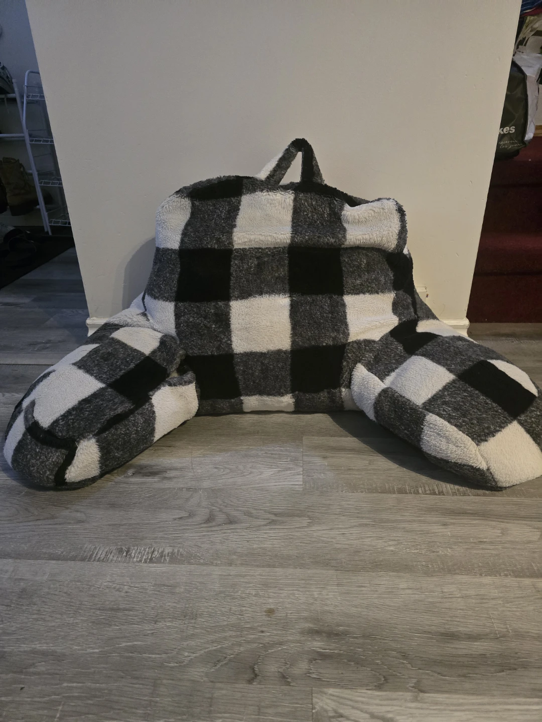 Black & White Plaid Bed Rest Pillow