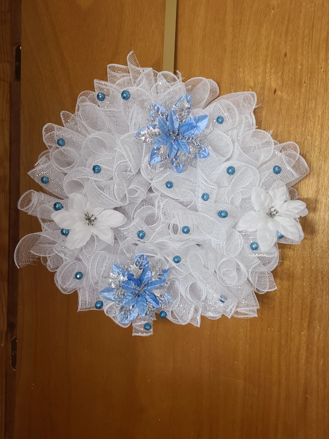 White & Blue Decorative Wreath