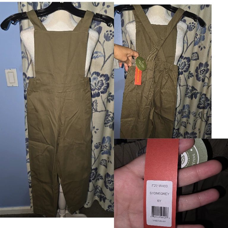 Girls Stone grey Overalls - Size 6Y