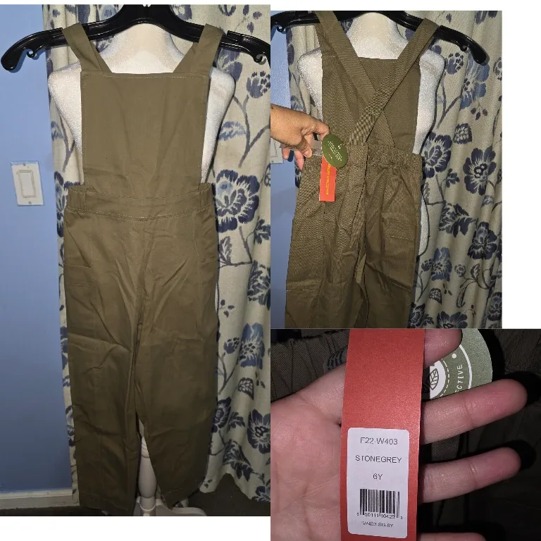 Girls Stone grey Overalls - Size 6Y