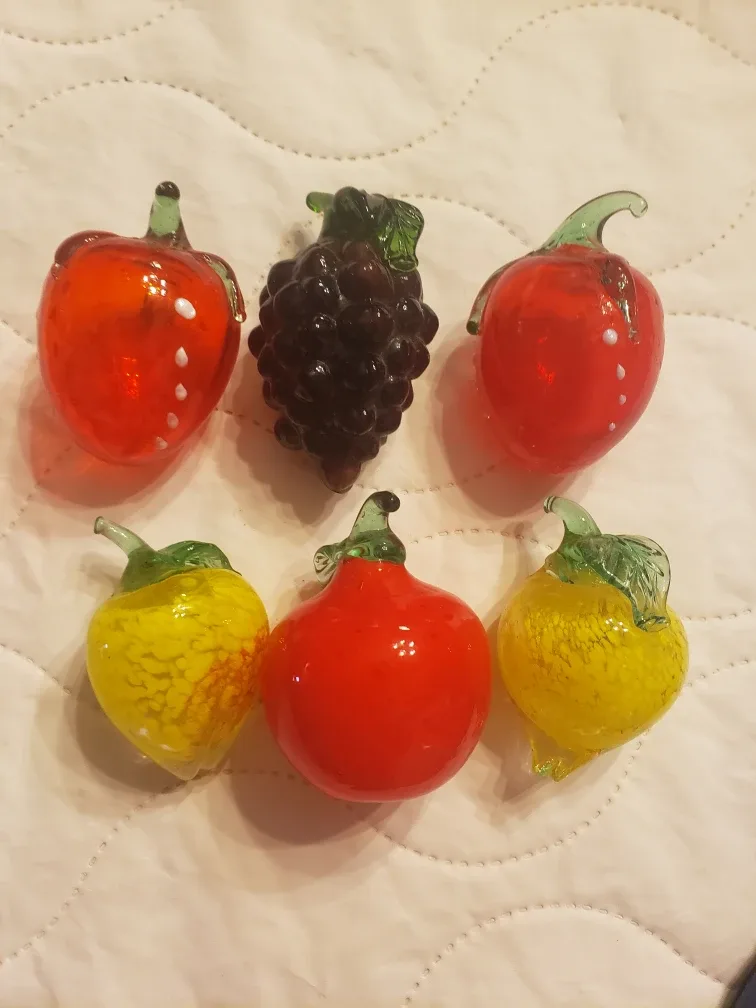 Glass Fruit Figurines - Set of 6