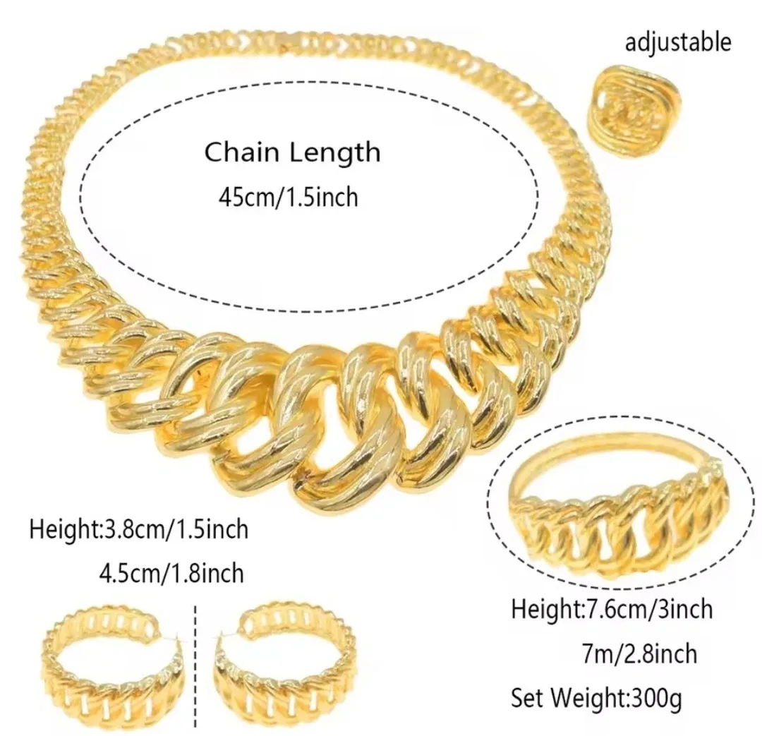 Gold Chain Necklace & Ring Set