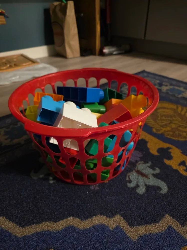 Mega Bloks in Red Basket