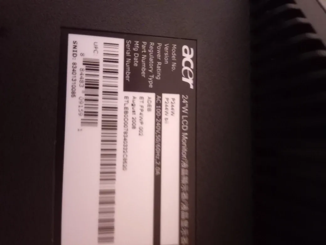 Acer P244W 24" LCD Monitor image indicator(2)