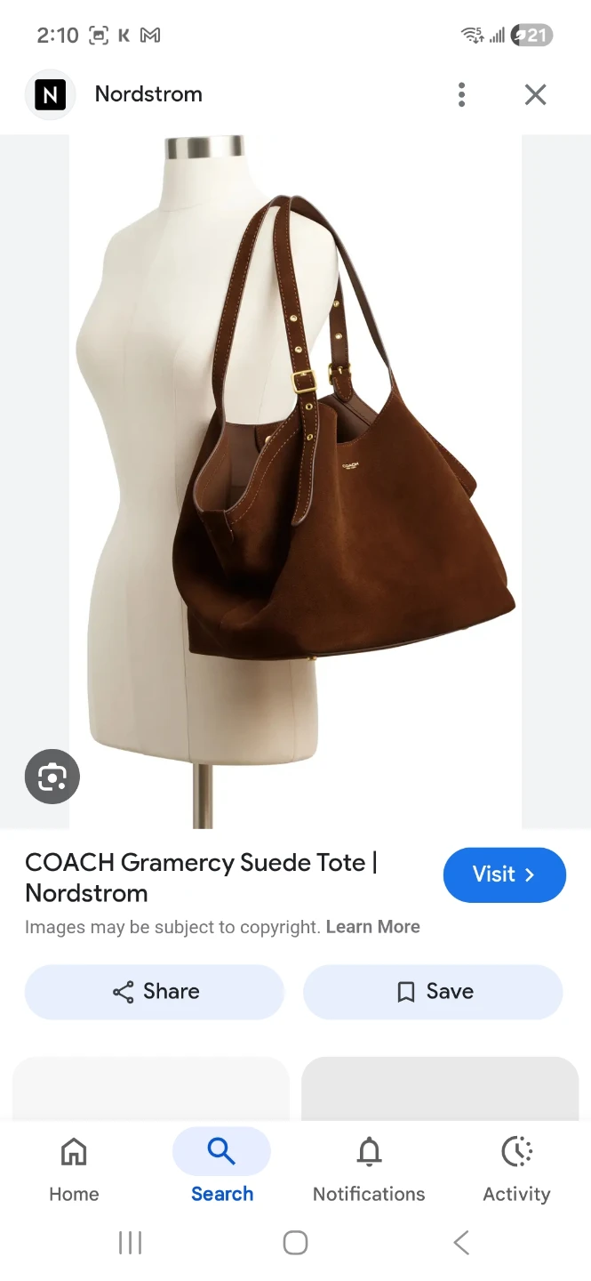 Coach Gramercy Suede Tote Bag - Brown suede - photo 2