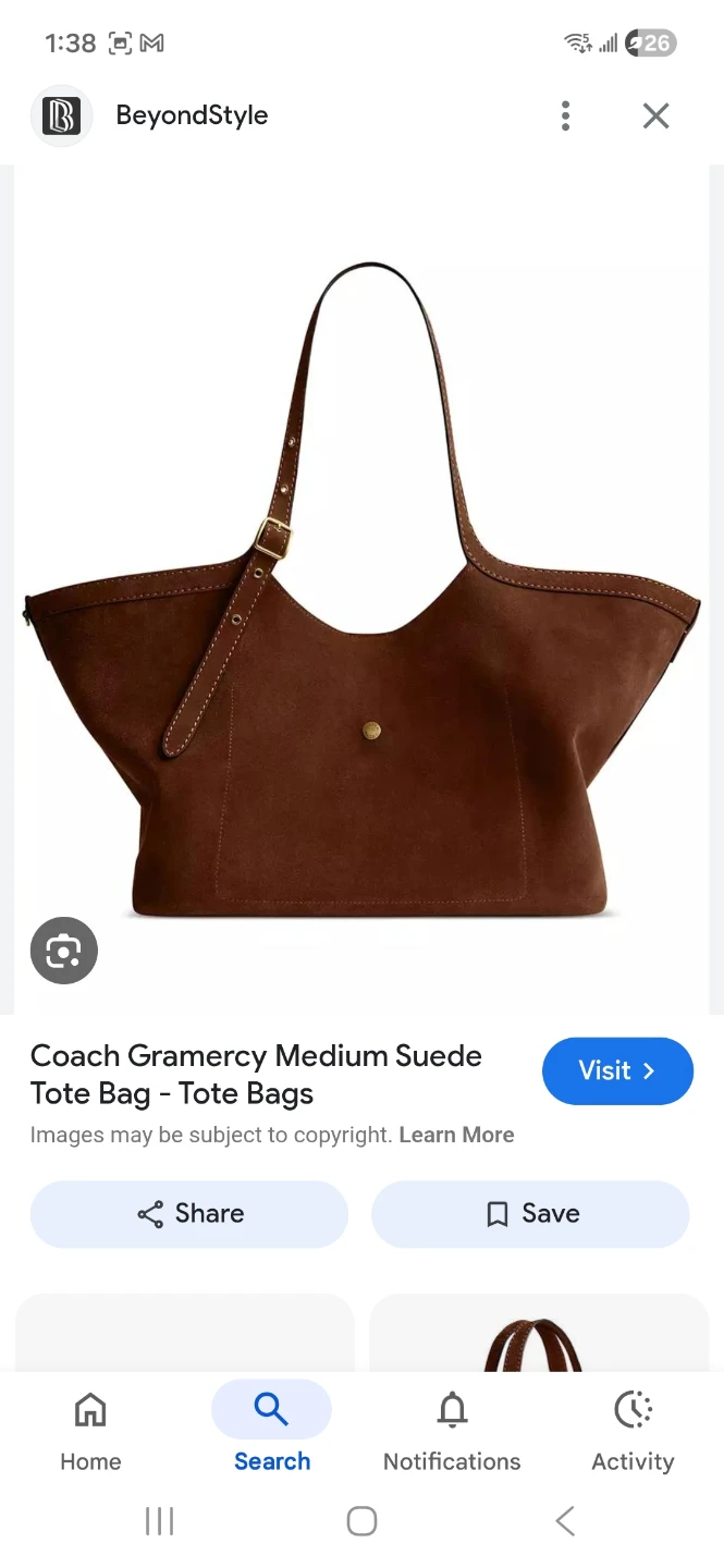 Coach Gramercy Suede Tote Bag - Brown suede - photo 3