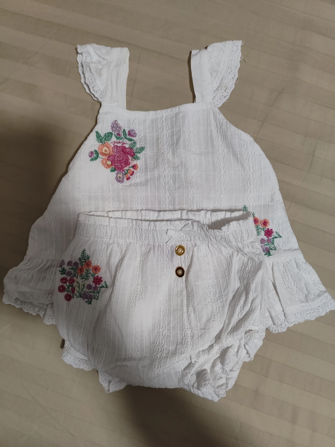 White Floral Baby Outfit