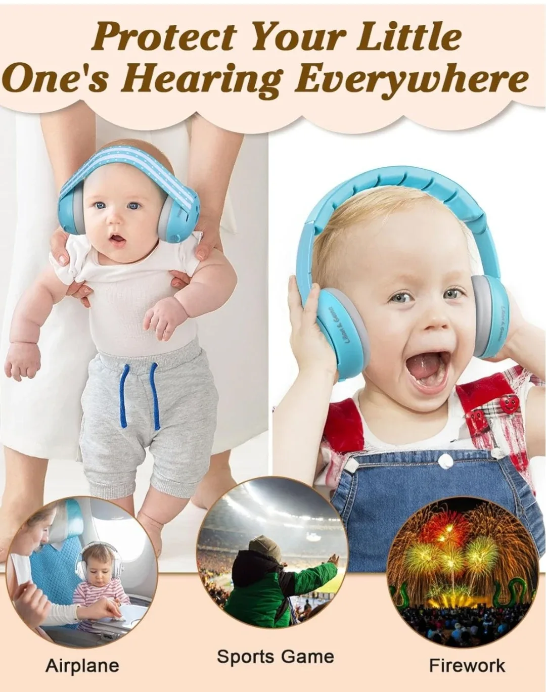 2-in-1 Baby Earmuffs Headphones protection