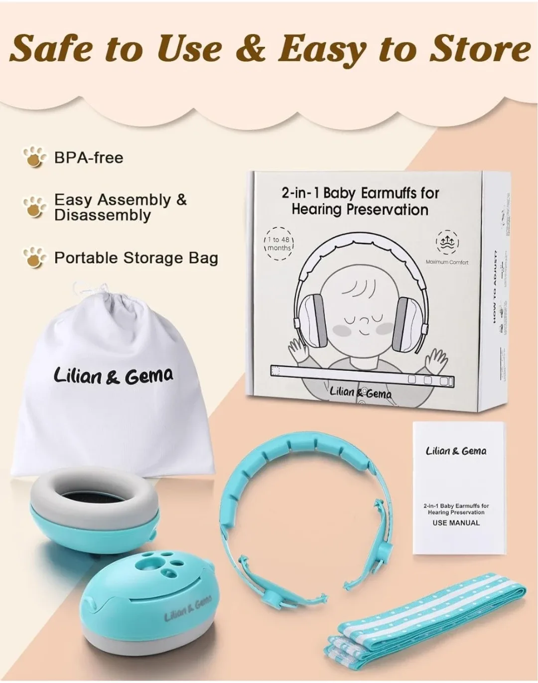 2-in-1 Baby Earmuffs Headphones protection image indicator(8)