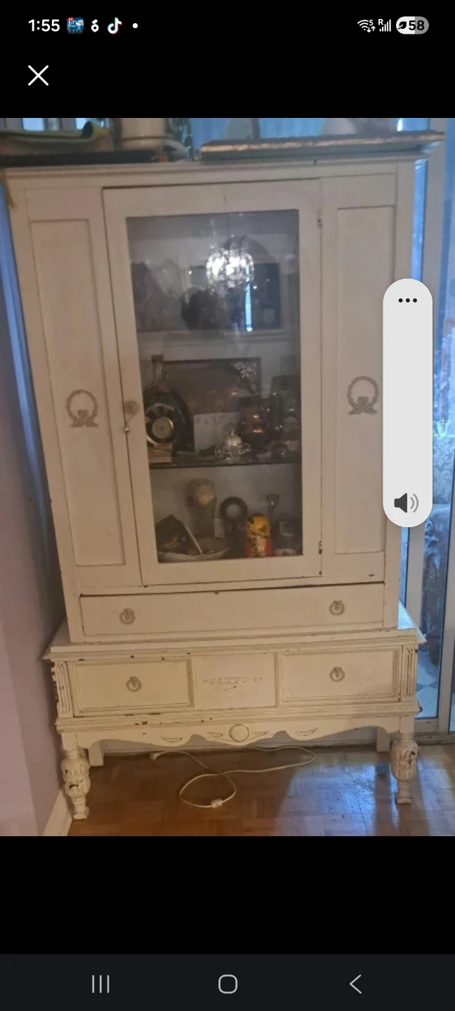 Antique White Display Cabinet