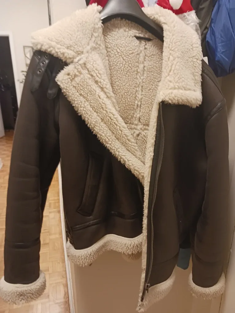 Zara Faux Shearling Aviator Jacket