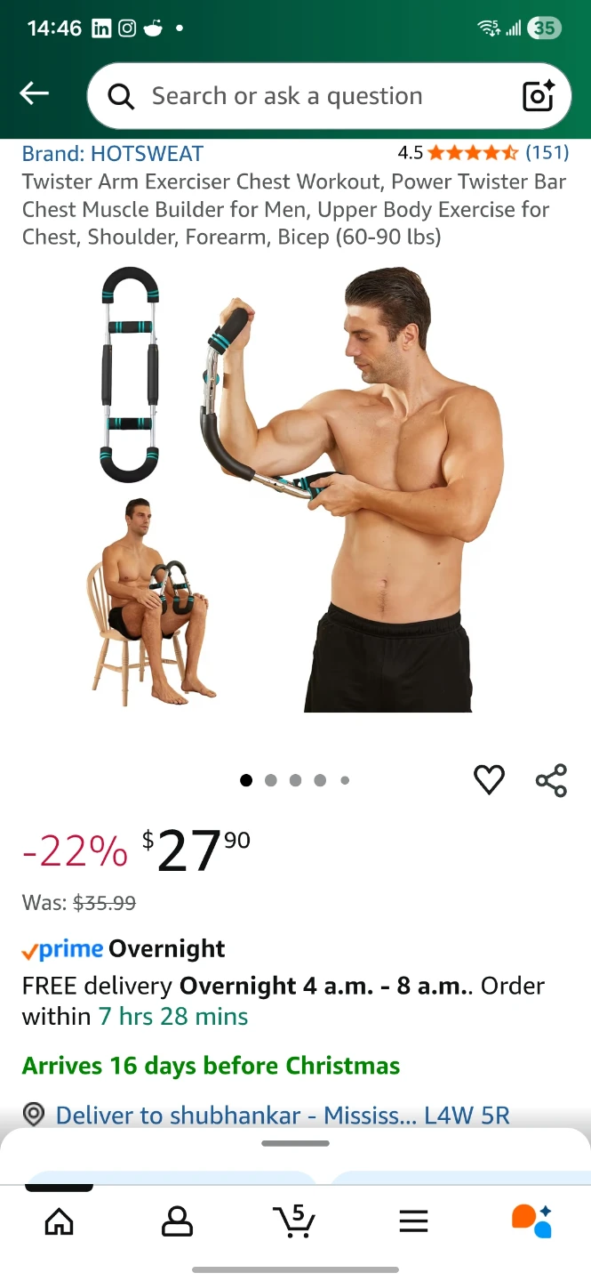 HOTSWEAT Arm Exerciser Chest Workout - Like New!