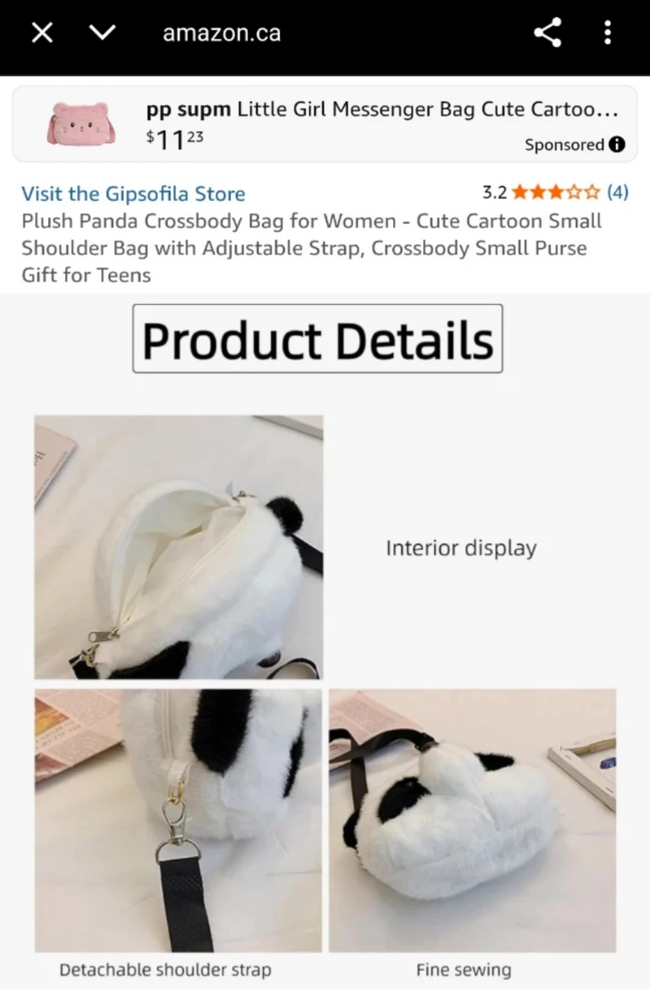 (NEW) Plush Panda Crossbody Bag - Cute & Fun! For 🎁 - #Cleanout - photo 4