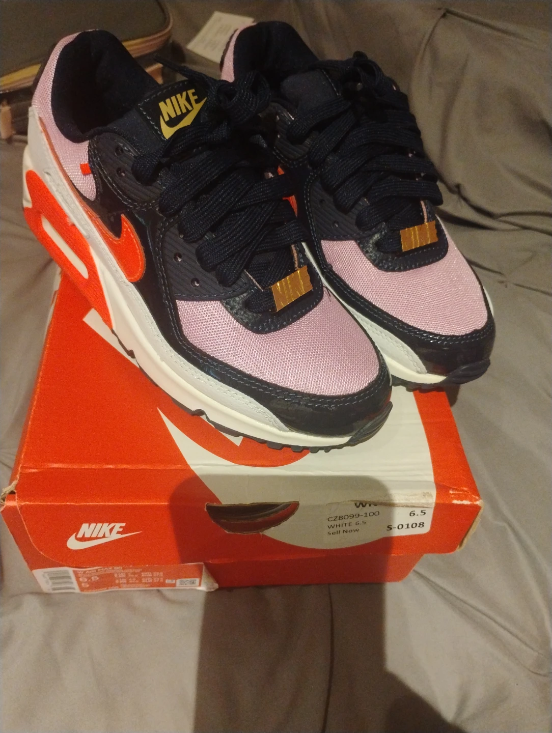 Nike Air Max 90 White/Bright Crimson, Size 6.5 - photo 2