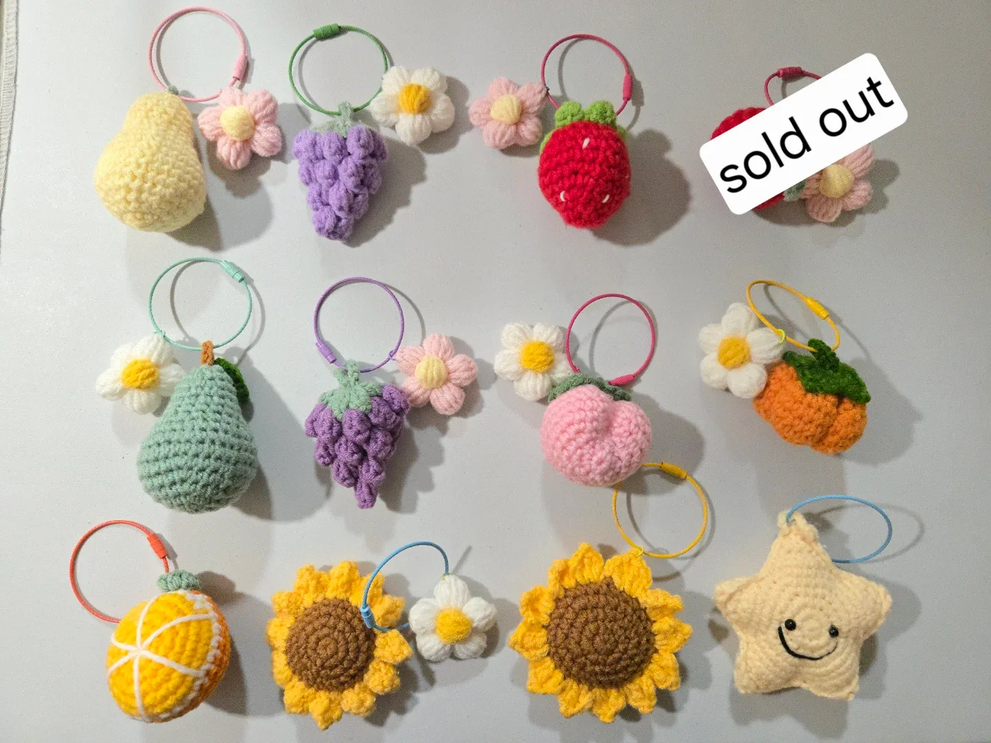 Handmade Crochet Fruit & Flower Accessories, gift #Cleanout