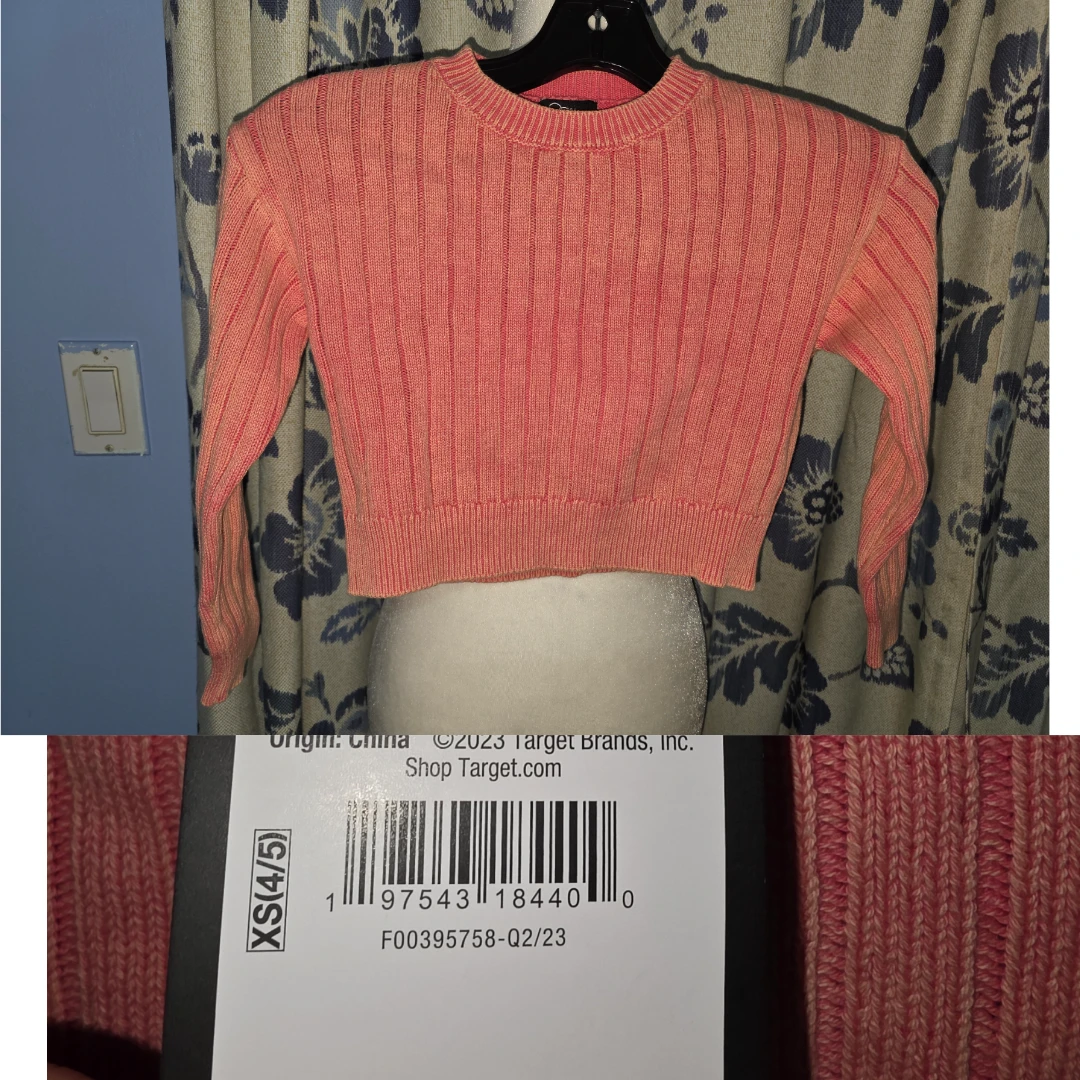 Cat & Jack XS (4/5) Brown Long Sleeve Shirt and 1 sweater girl - photo 2