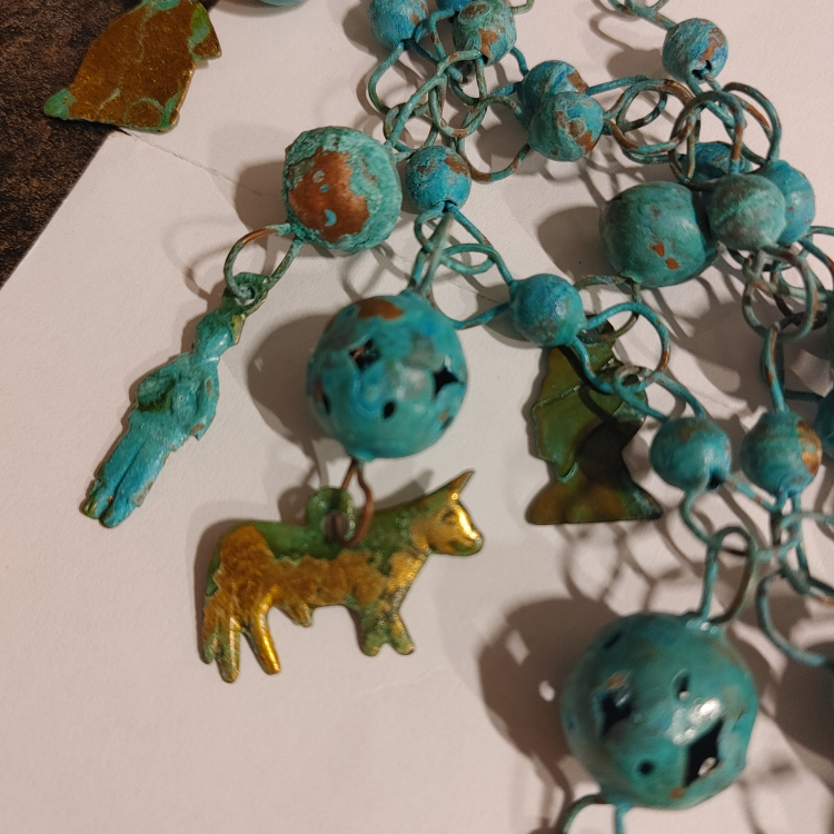 Vintage Verdigris Statement Necklace - Boho-Chic Figural Charms - photo 3
