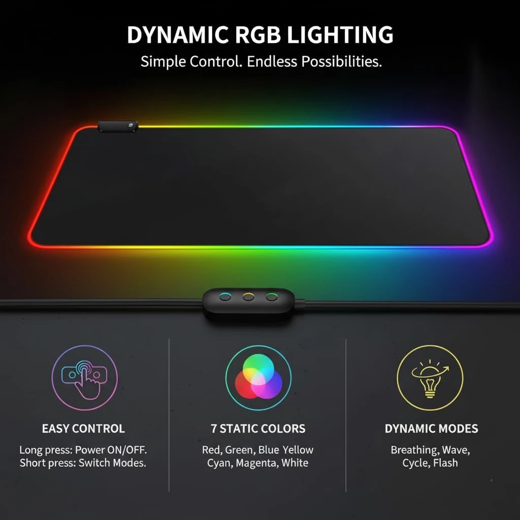 RGB Gaming Mouse Pad, LED Light Up Mousepad - photo 3