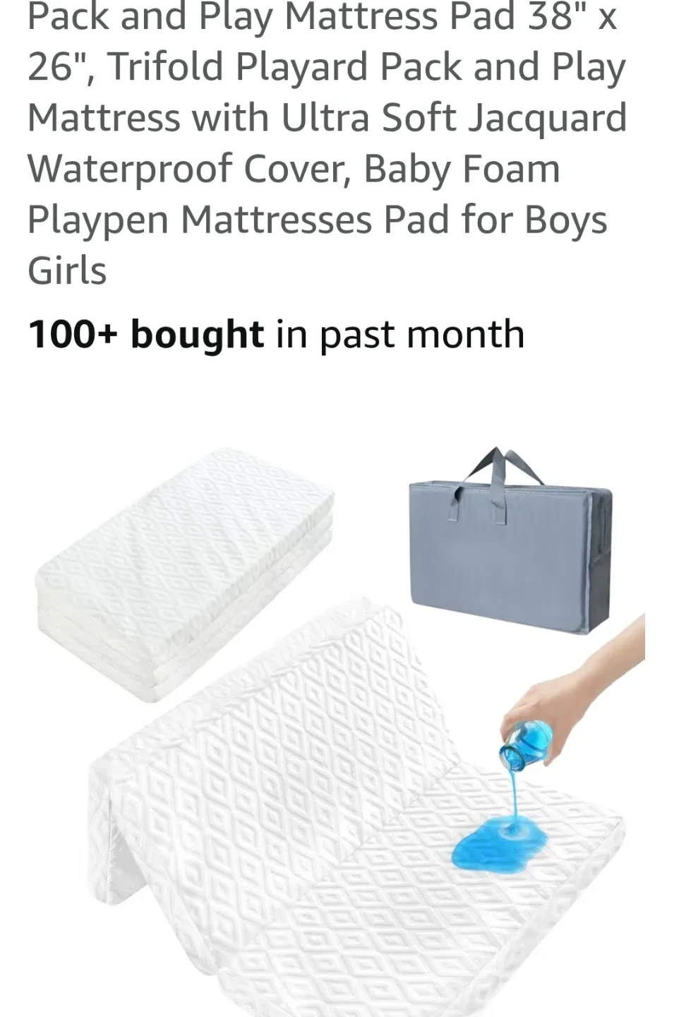 SpringSpirit Pack and Play Mattress Pad 38" x 26" image indicator(5)