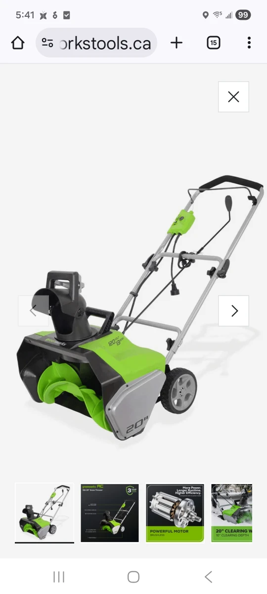 Greenworks 20-Inch Electric Snow Thrower