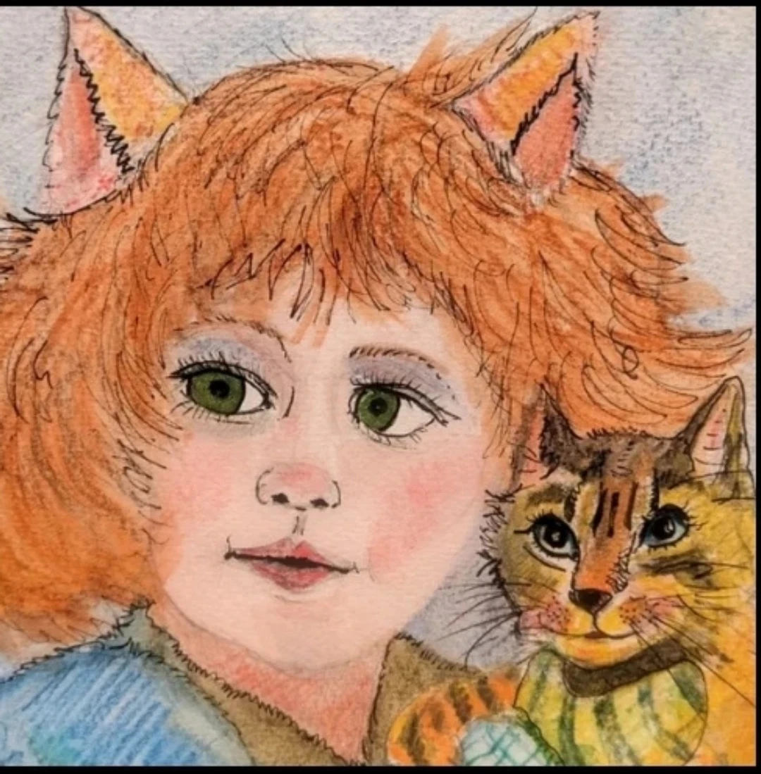 Original illustration/watercolor Cat Girl